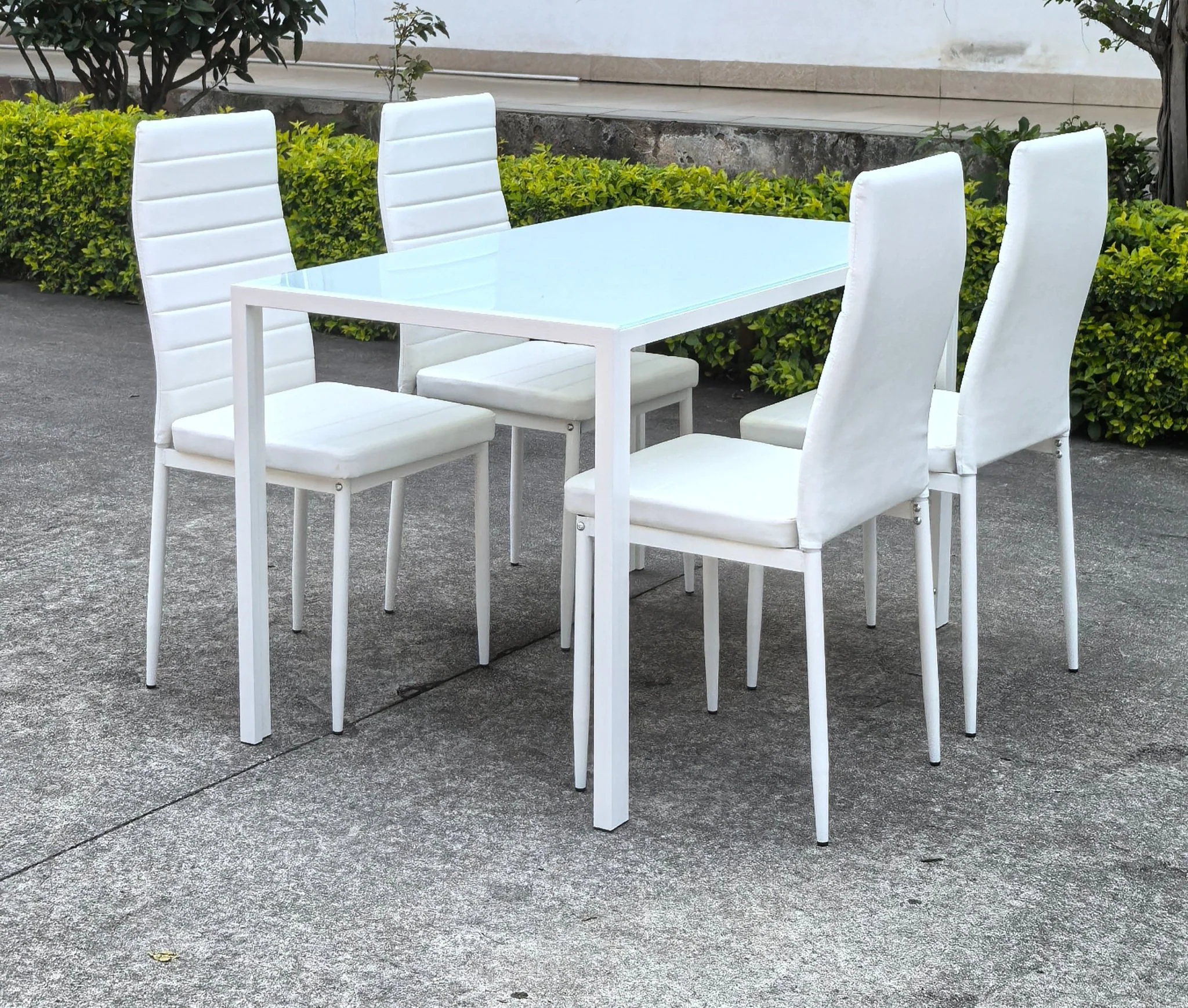 New White Glass Dining Table Set 1+4 – Modern Kitchen Table & Chairs TL6661 - Image 3