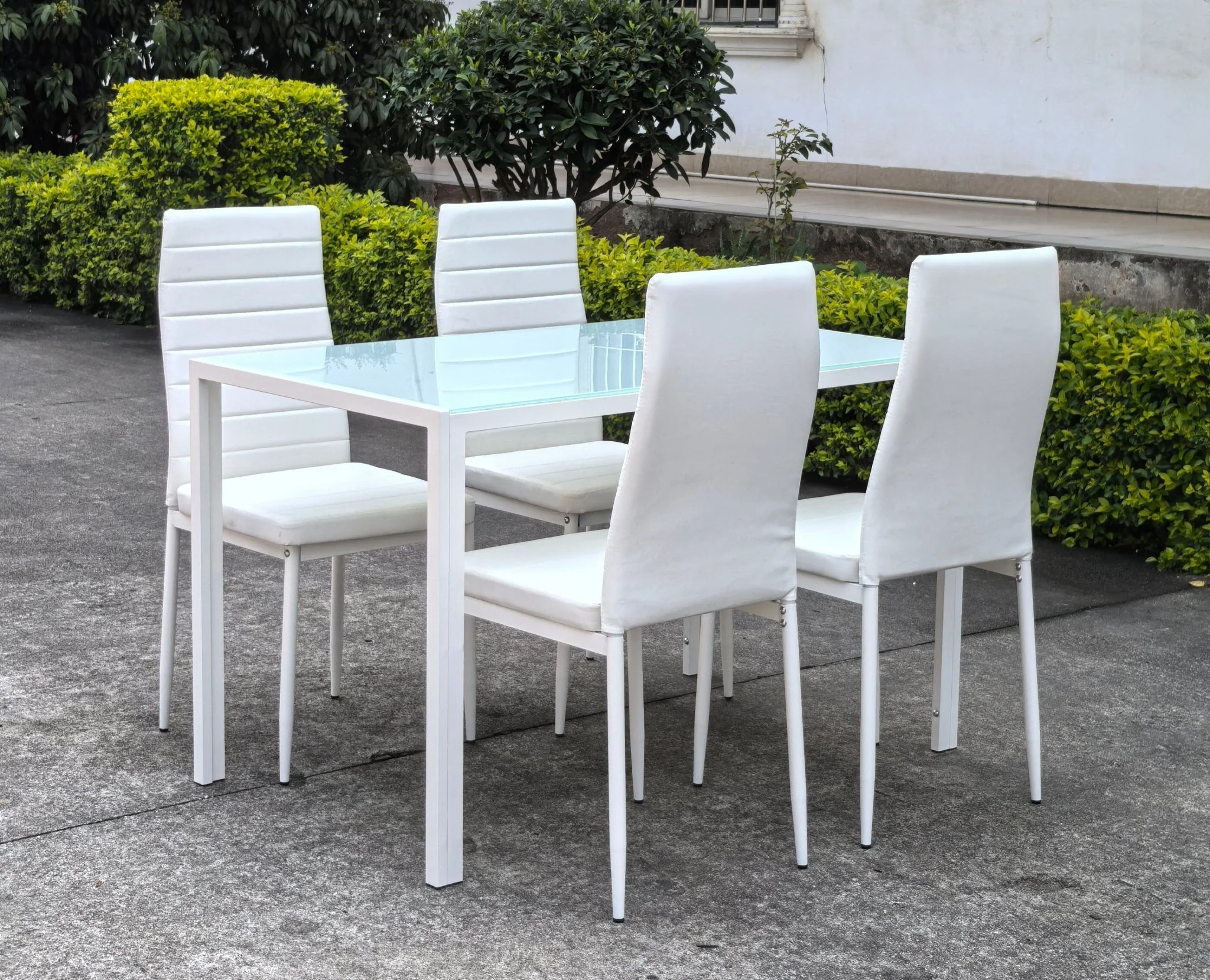 New White Glass Dining Table Set 1+4 – Modern Kitchen Table & Chairs TL6661 - Image 5