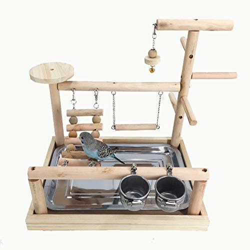Wooden Bird Playground & Perch Stand – Natural Wood Training & Exercise Gym for Parakeets, Lovebirds & Cockatiels | BG7283 - Image 2