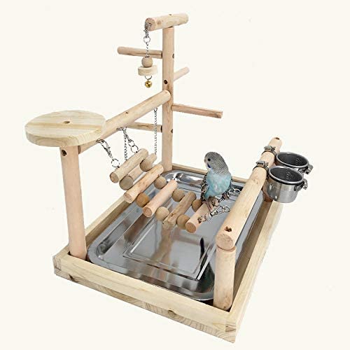 Wooden Bird Playground & Perch Stand – Natural Wood Training & Exercise Gym for Parakeets, Lovebirds & Cockatiels | BG7283 - Image 3