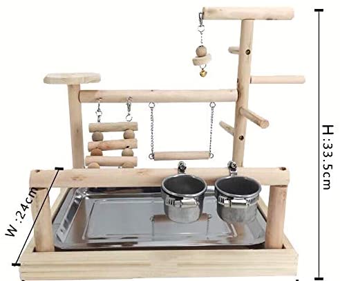 Wooden Bird Playground & Perch Stand – Natural Wood Training & Exercise Gym for Parakeets, Lovebirds & Cockatiels | BG7283 - Image 4