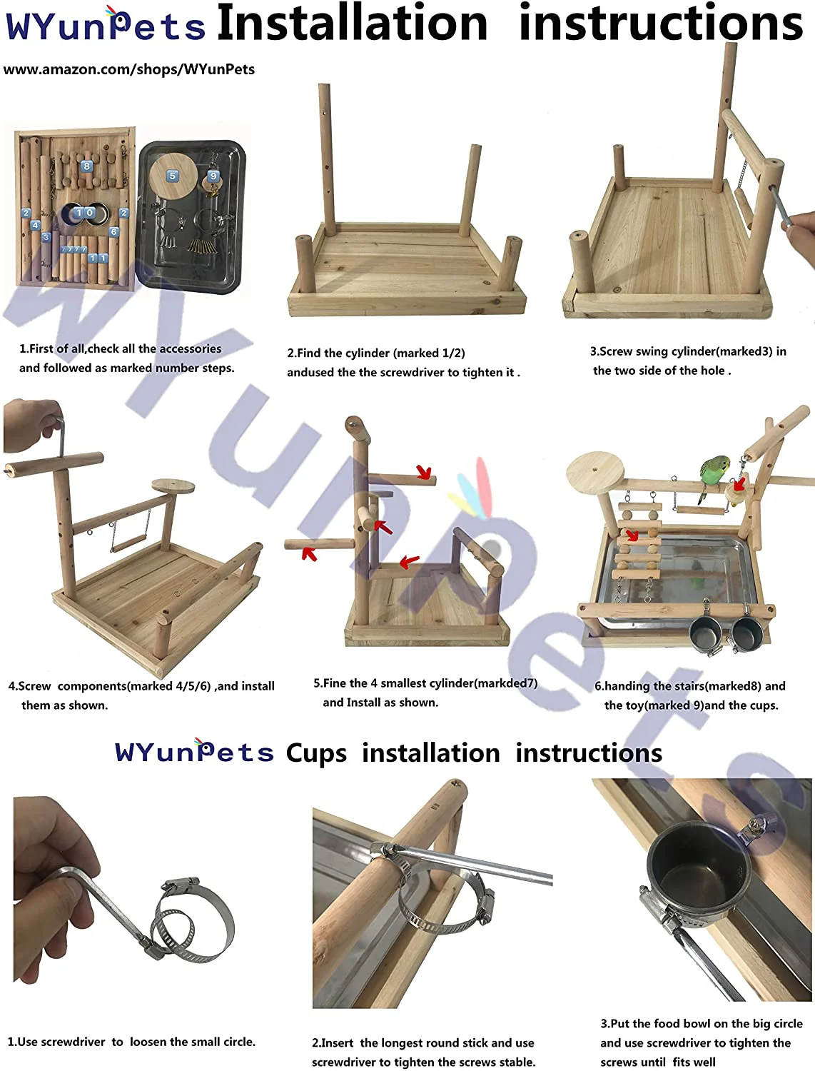 Wooden Bird Playground & Perch Stand – Natural Wood Training & Exercise Gym for Parakeets, Lovebirds & Cockatiels | BG7283 - Image 6