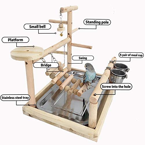 Wooden Bird Playground & Perch Stand – Natural Wood Training & Exercise Gym for Parakeets, Lovebirds & Cockatiels | BG7283 - Image 7