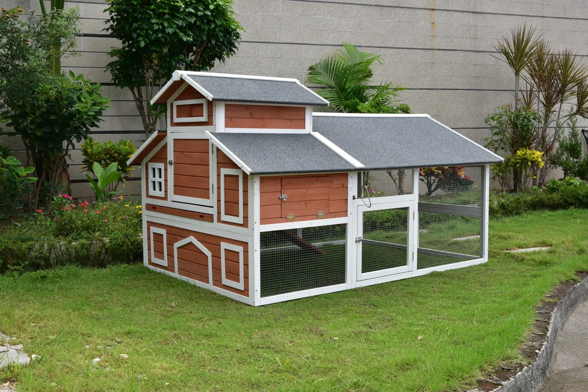 Large Wooden Chicken Coop with Nesting Box & Outdoor Run – Weatherproof Backyard Poultry House | 10P788 - Image 2