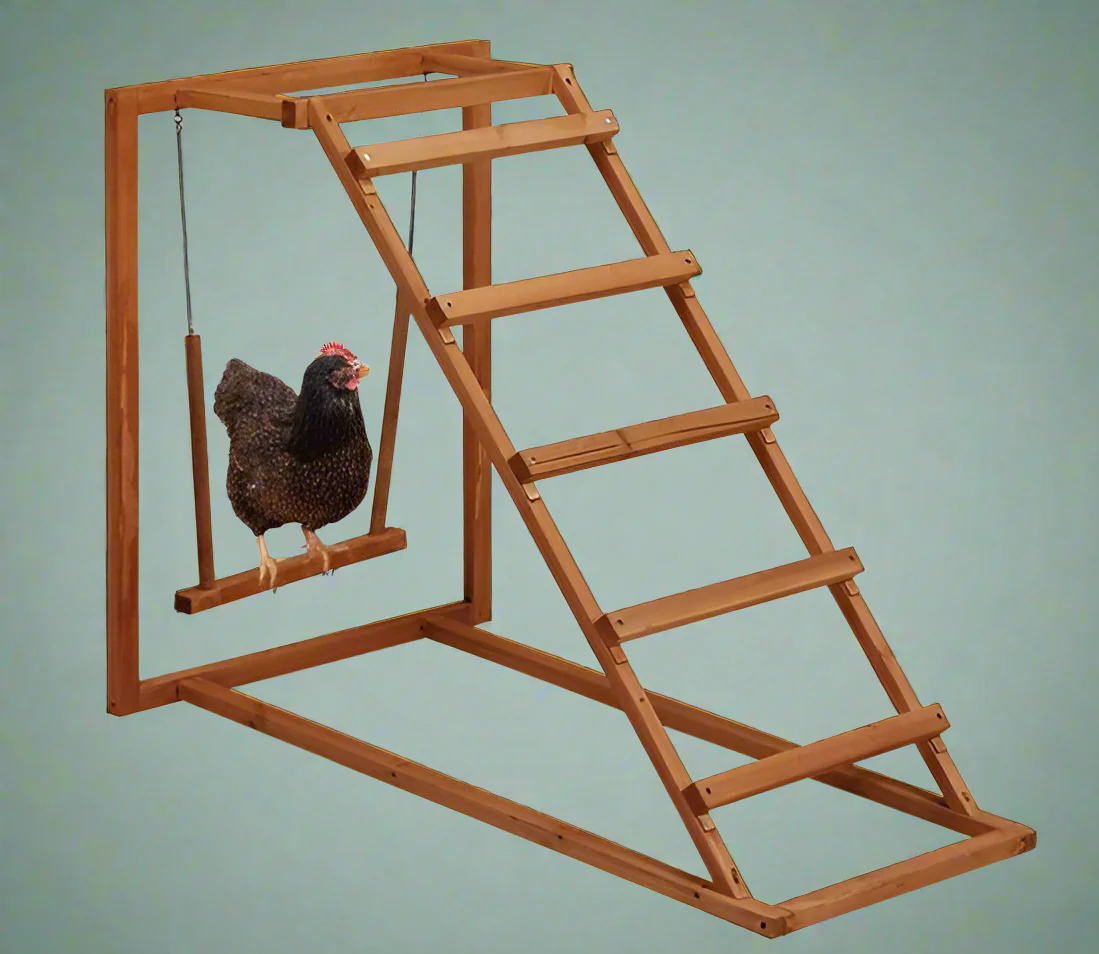 Wooden Chicken Playground with Swing & Perch – Sturdy Farm Coop Accessory | SKU: 357120 - Image 5