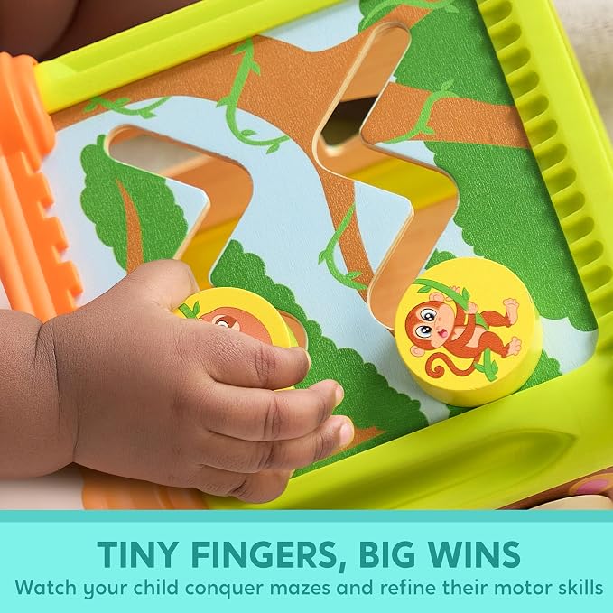 Wooden Montessori Activity Cube – Jungle-Themed Toddler Learning Toy with Music and Lights, Ages 1–3 - Image 2