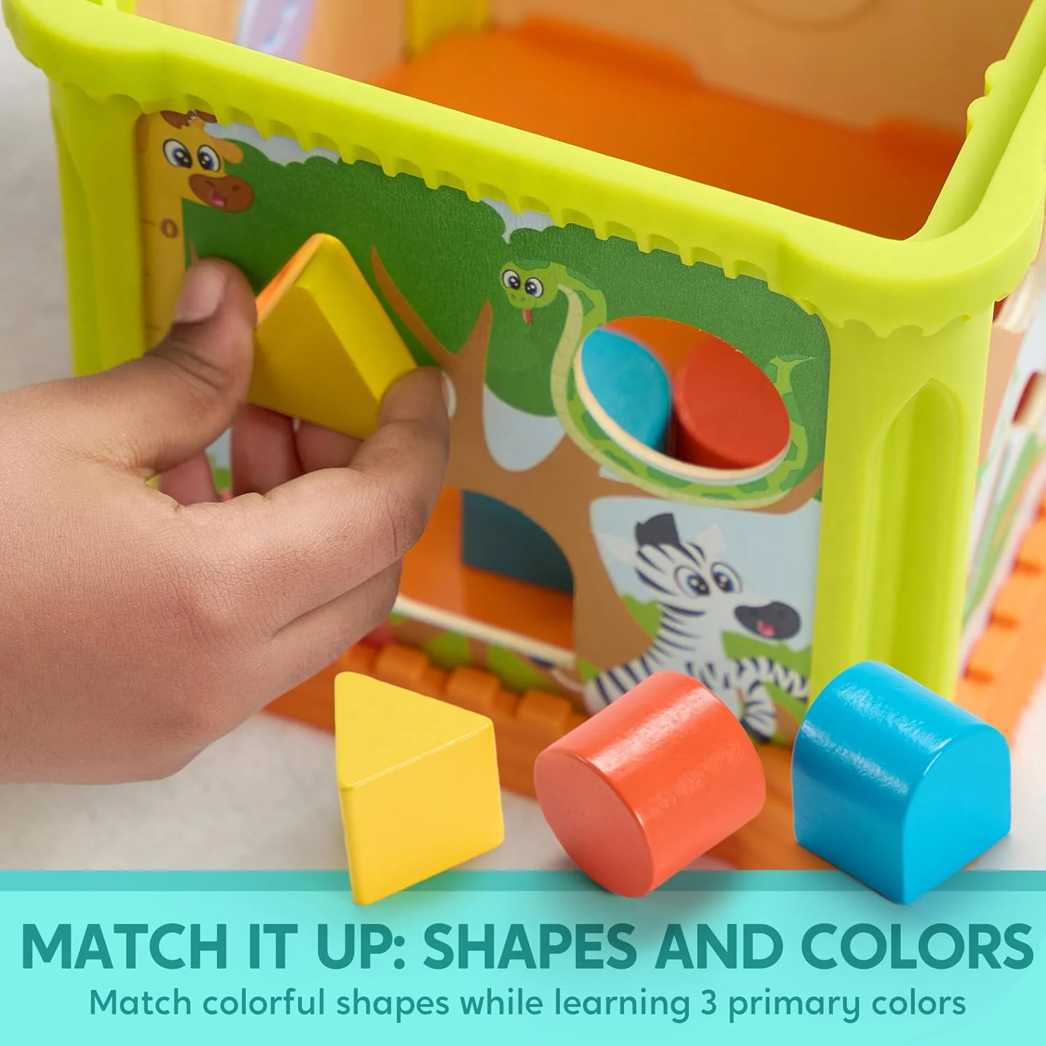 Wooden Montessori Activity Cube – Jungle-Themed Toddler Learning Toy with Music and Lights, Ages 1–3 - Image 3