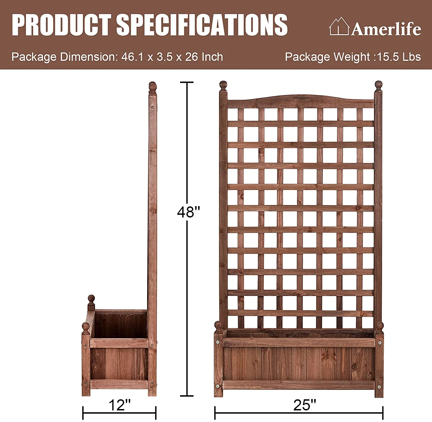 Wooden Raised Garden Bed with Trellis – Deep Planter Box for Climbing Plants & Vegetables - Image 3