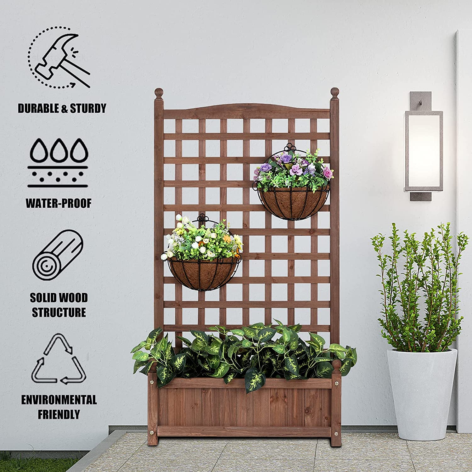 Wooden Raised Garden Bed with Trellis – Deep Planter Box for Climbing Plants & Vegetables - Image 6