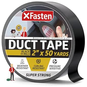 XFasten Super Strong Black Duct Tape 3 Inch x 30 Yards Waterproof Heavy Duty Tape