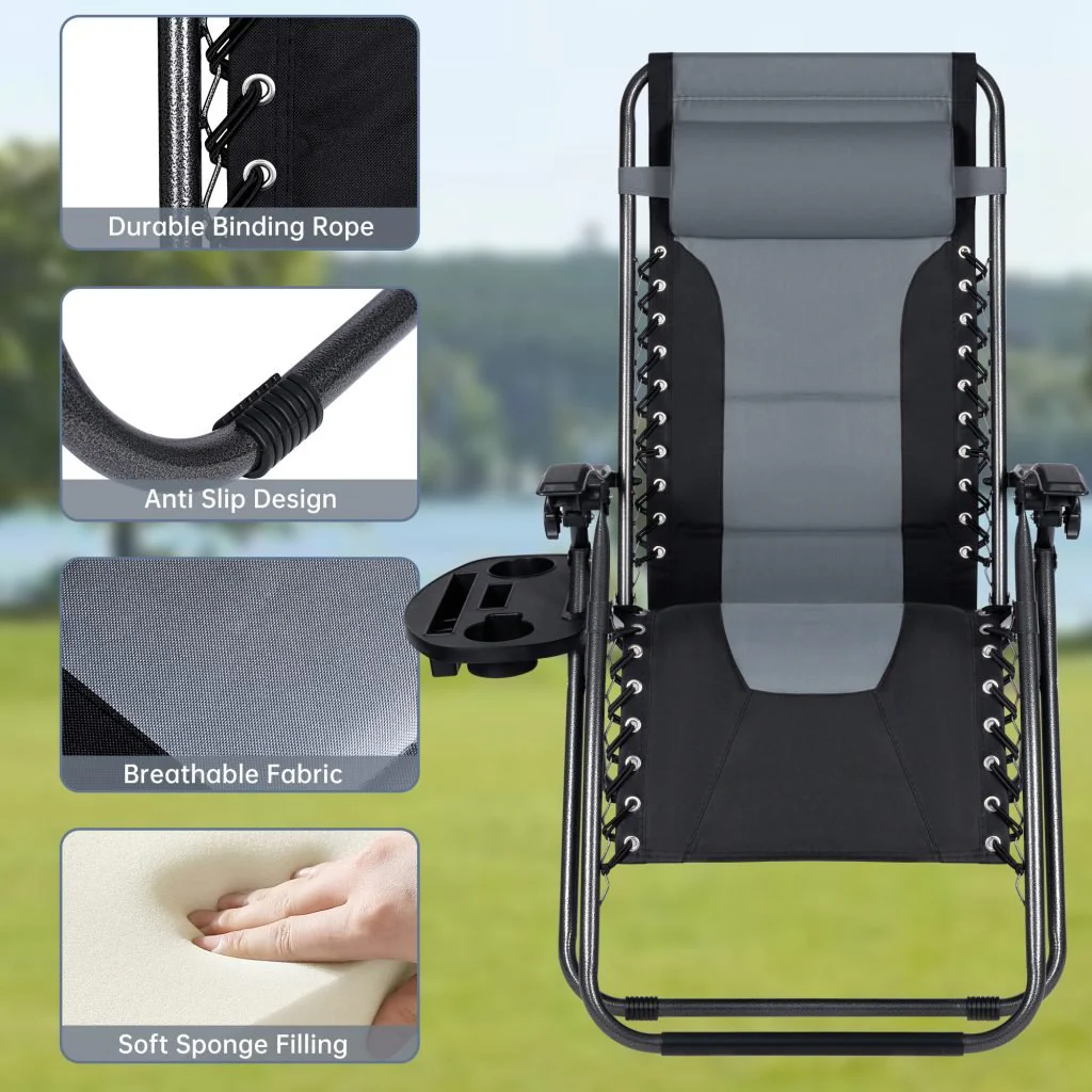 NEW XL Padded Zero Gravity Recliner Chair – Heavy-Duty 350 lbs Outdoor Folding Lounger - Image 3