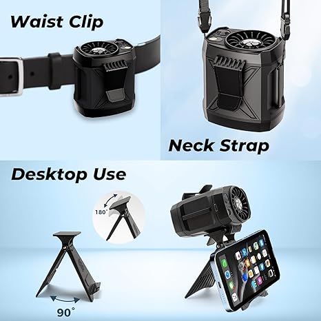 Yamokizy 4-in-1 Rechargeable Portable Waist Fan 3000mAh - Image 2