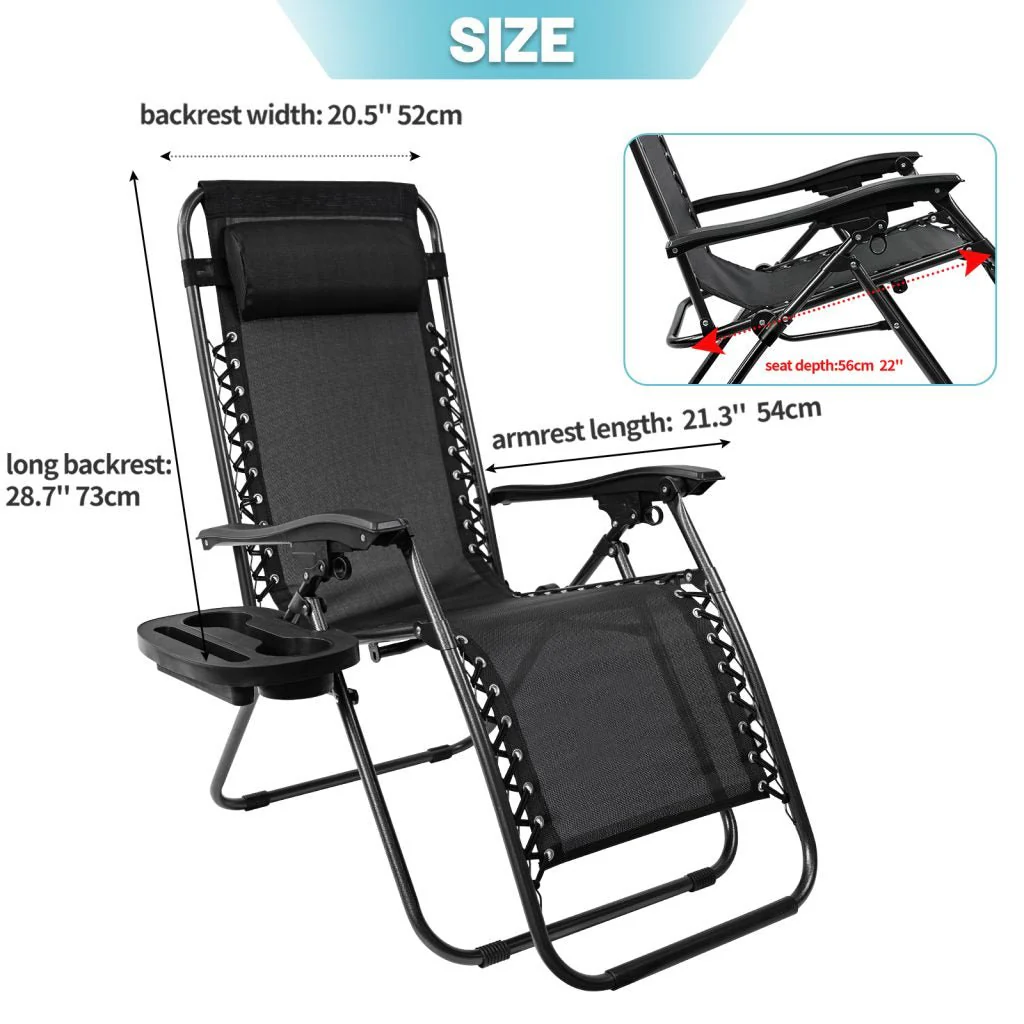 Zero Gravity Recliner Folding Chair – Comfortable Outdoor Adjustable Lounge Seat ZGC01A - Image 4